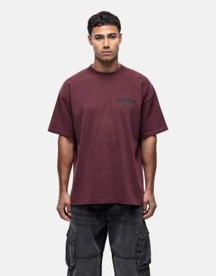 Atelier graphic t-shirt in burgundy-Red