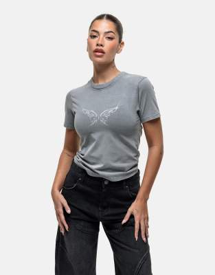 Good For Nothing Baby Tee In Gray