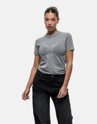 Good For Nothing Baby Tee In Gray
