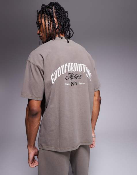 Good For Nothing co-ord back print logo t-shirt in taupe 