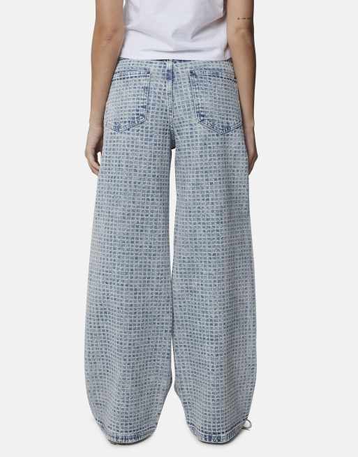 Good For Nothing - Baggy denim jeans met jacquard in blauw, 3 van 4