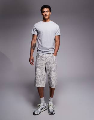 Good For Nothing Baggy Denim Jorts In Gray