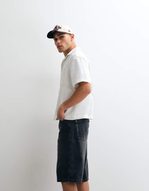 Good For Nothing baggy denim jorts in vintage black acid wash, 2 of 5