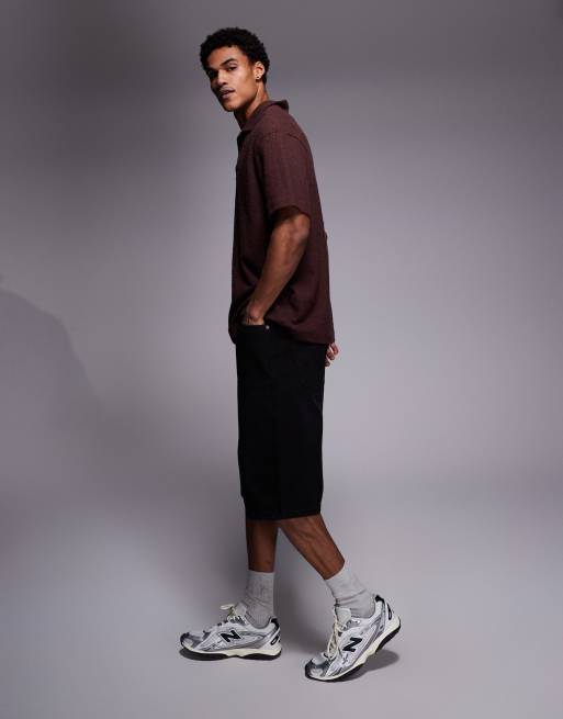 Good For Nothing baggy denim jorts in vintage black, 3 of 5