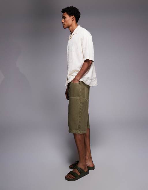 Good For Nothing baggy denim jorts in vintage brown, 3 of 5