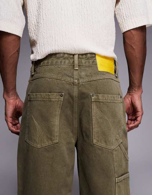 Good For Nothing baggy denim jorts in vintage brown, 5 of 5