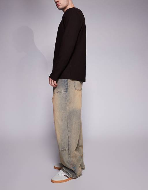 Good For Nothing - Baggy denim timmermansjeans in sandwash blauw, 3 van 5