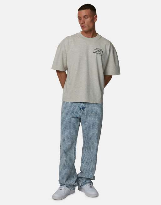 Good For Nothing - Baggy jacquard denim jeans in blauw met wassing, 2 van 4