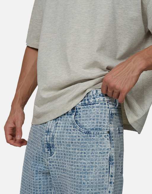 Good For Nothing - Baggy jacquard denim jeans in blauw met wassing, 4 van 4