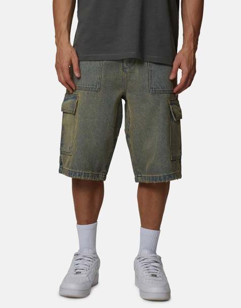 Good For Nothing Baggy washed denim cargo shorts in blue - view 1