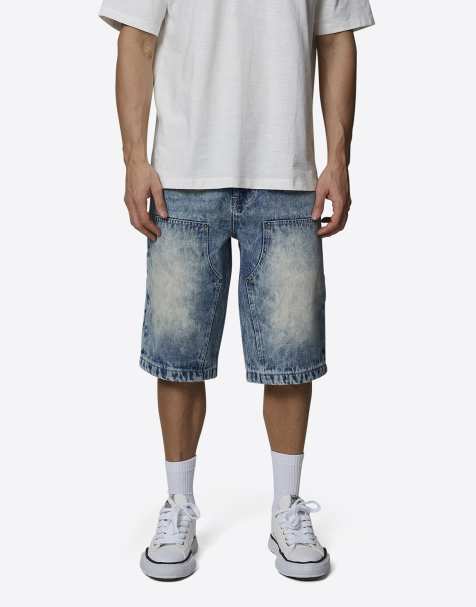 Good For Nothing Baggy washed denim carpenter shorts in blue - view 1