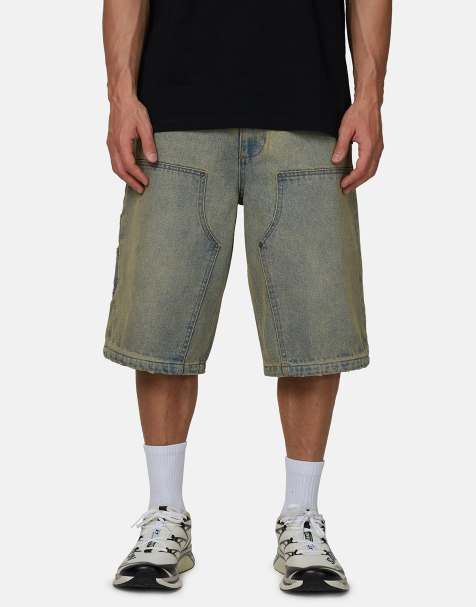 Good For Nothing Baggy washed denim carpenter shorts in blue - view 1