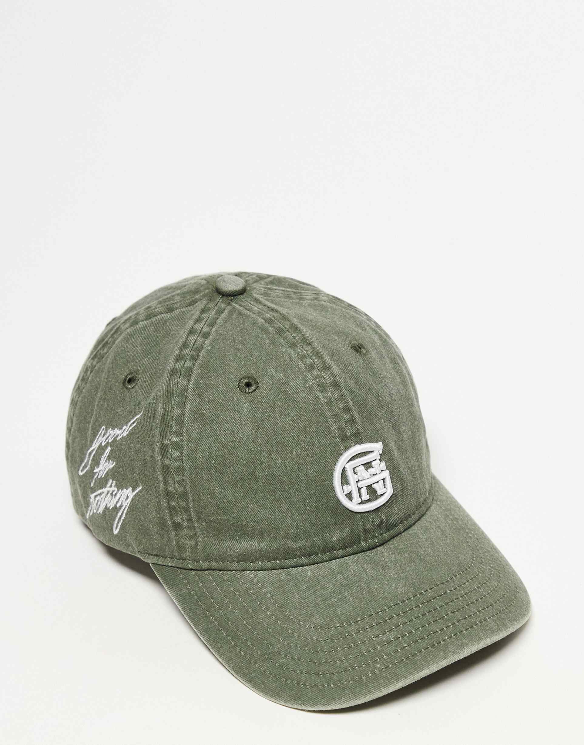 good for nothing baseball cap in green with emblem logo