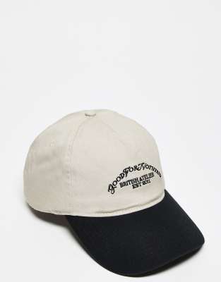 baseball cap in off white with black peak