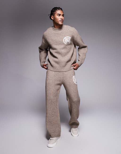 Good For Nothing - Beige strikket sweatshirt med emblemprint, 2 af 5