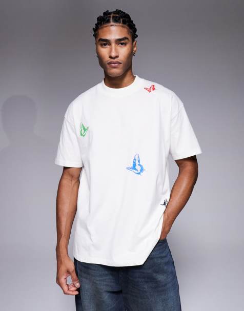 Good For Nothing – Beżowy T-shirt we wzór w motyle - view 1