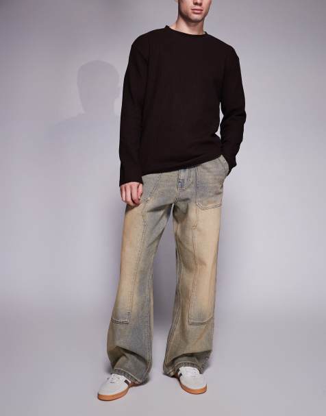 Good For Nothing – Blå, baggy snickarjeans i denim - view 1