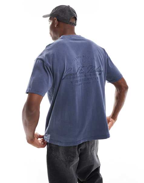 Good For Nothing – Blekblå t-shirt i oversize med tryck baktill - view 1