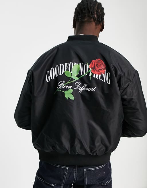 Black bomber 2025 jacket with roses