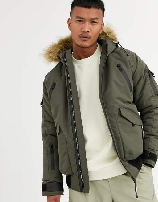 Good For Nothing - Bomber oliva con cappuccio in pelliccia sintetica