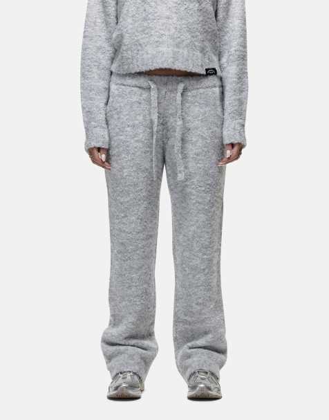 Good For Nothing Bouclé knitted joggers in grey - view 1