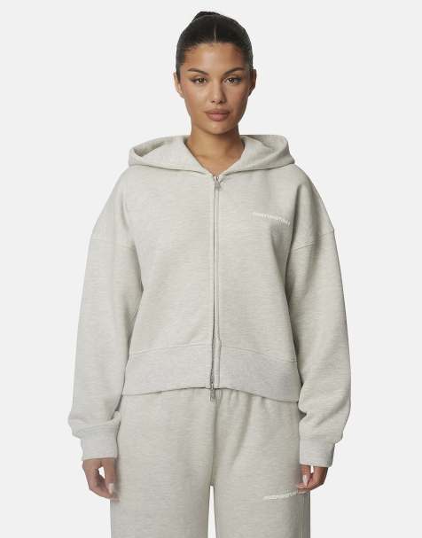 Good For Nothing Boxy cotton-rich fleece zip hoodie in beige - view 1