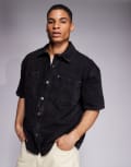 [Good For Nothing] Good For Nothing boxy fit denim overshirt in washed black M Washed black