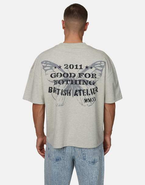 Good For Nothing Boxy fit graphic tee in grey
