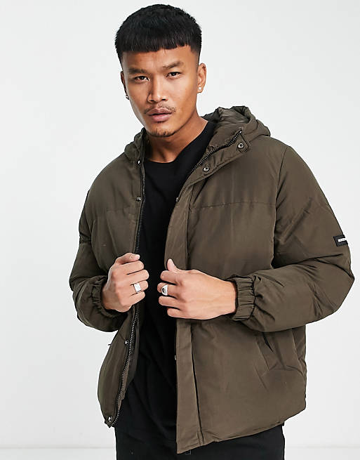 Good For Nothing boxy puffer jacket in brown