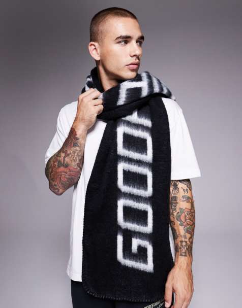 Good For Nothing Branded knitted scarf in black - view 1
