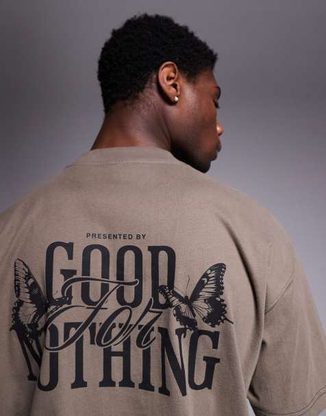 Good For Nothing t-shirt with back print in taupe