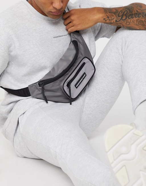 Good For Nothing bum bag in two tone grey