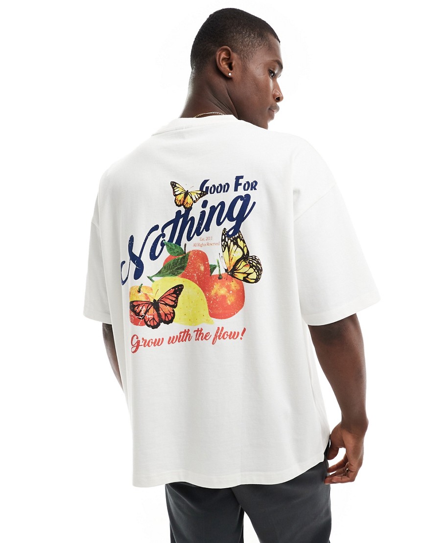 Good For Nothing butterfly graphic back t-shirt in stone-White