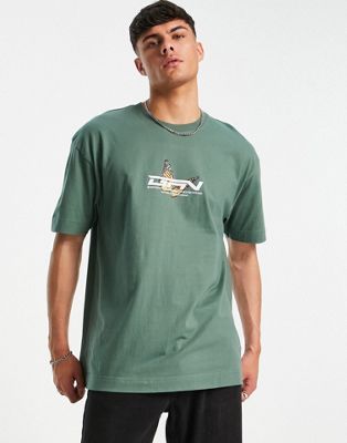 Good For Nothing butterfly graphic print oversized T-shirt in khaki - ASOS Price Checker