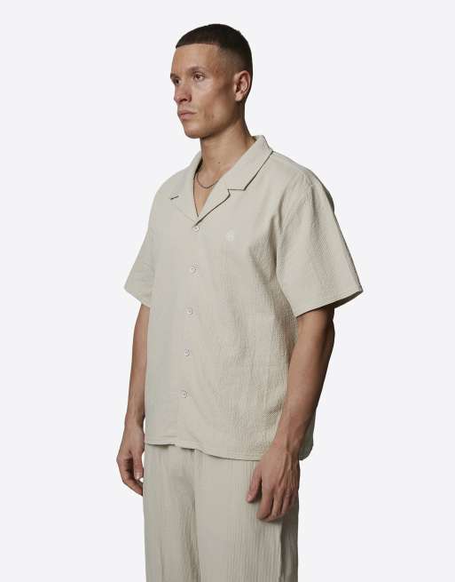 Good For Nothing - Camicia in seersucker di cotone bianca con colletto a rever, 2 di 4