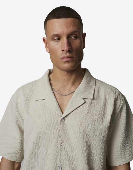 Good For Nothing - Camicia in seersucker di cotone bianca con colletto a rever, 3 di 4