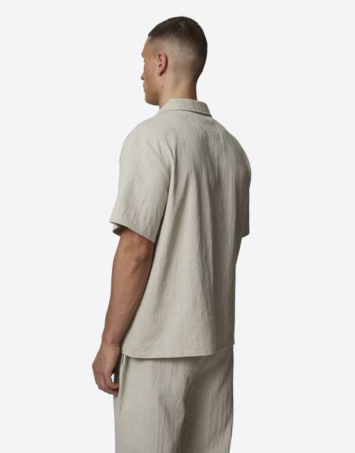 Good For Nothing - Camicia in seersucker di cotone bianca con colletto a rever, 4 di 4