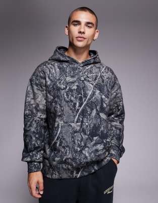 Good For Nothing Camo relaxed hoodie in black
