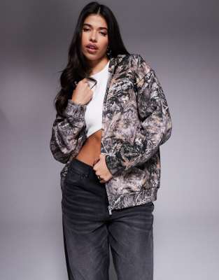 Good For Nothing Camo relaxed hoodie in brown