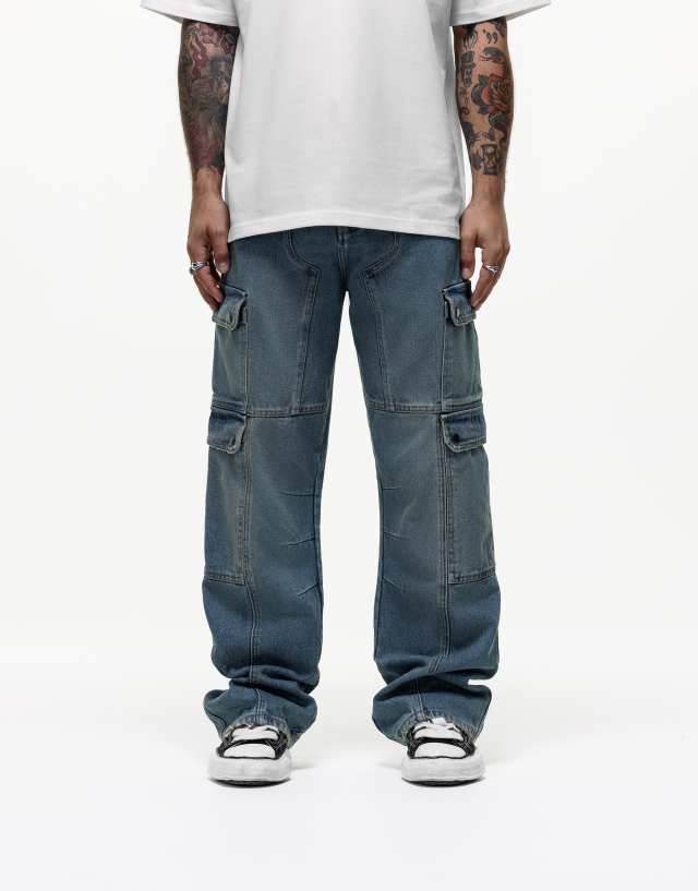 Good For Nothing - cargo jeans in blue wash