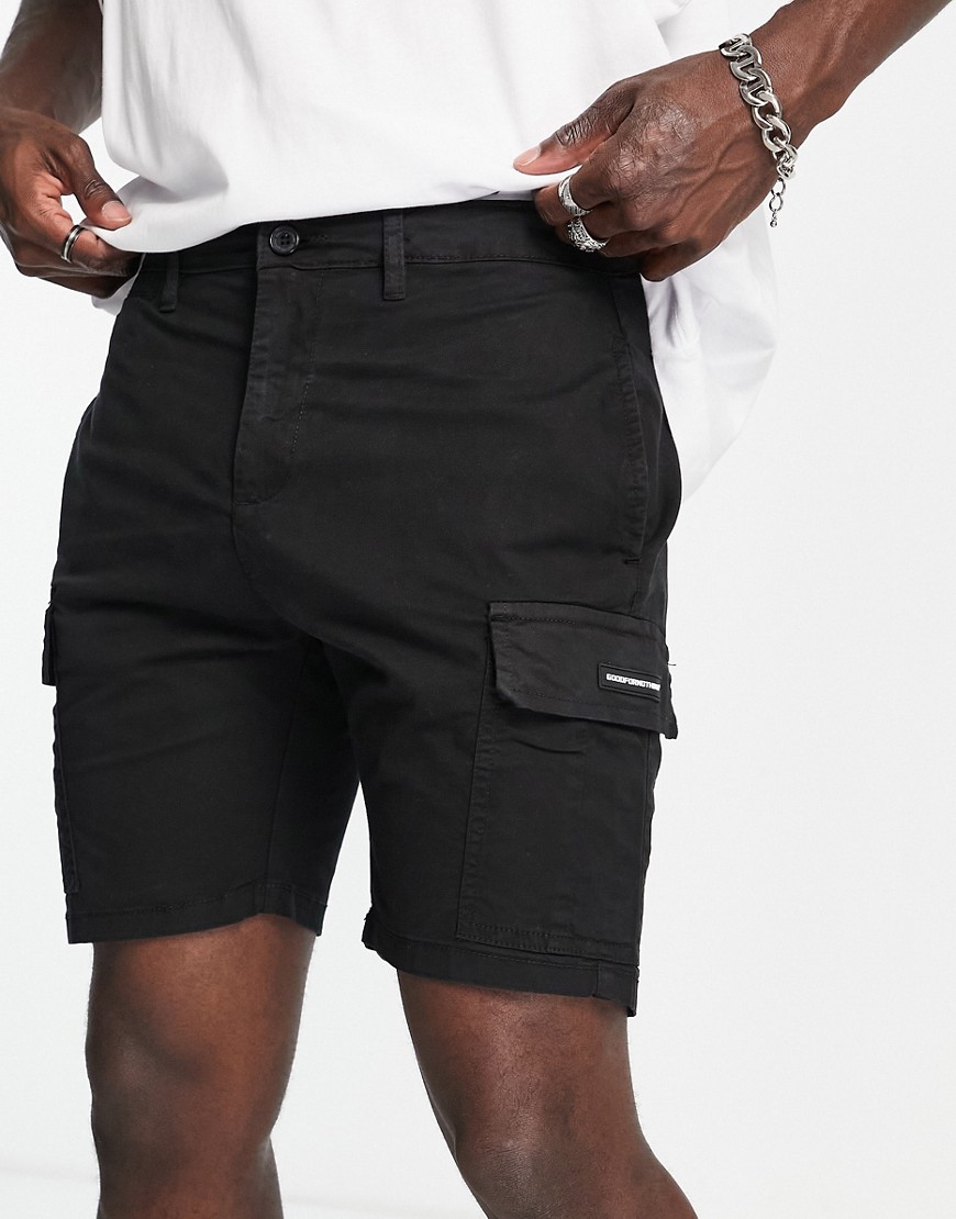 Good For Nothing cargo pocket shorts in black