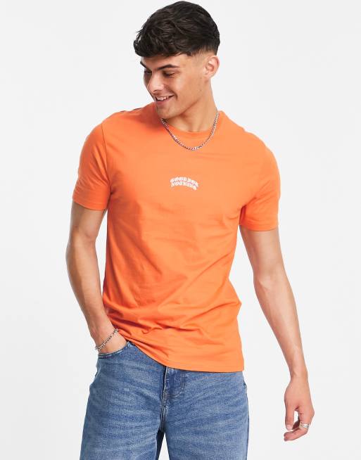 Good For Nothing centre print logo t-shirt in orange
