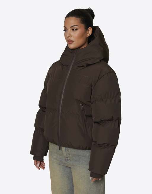 Good For Nothing - chaqueta acolchada tipo puffer con capucha y resistente a la intemperie en marrón, 1 de 4