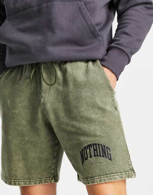 Good For Nothing co-ord jogger shorts in black acid wash with lightning print