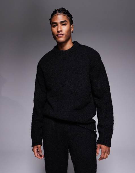 Good For Nothing co-ord knitted boucle jumper in black - view 1