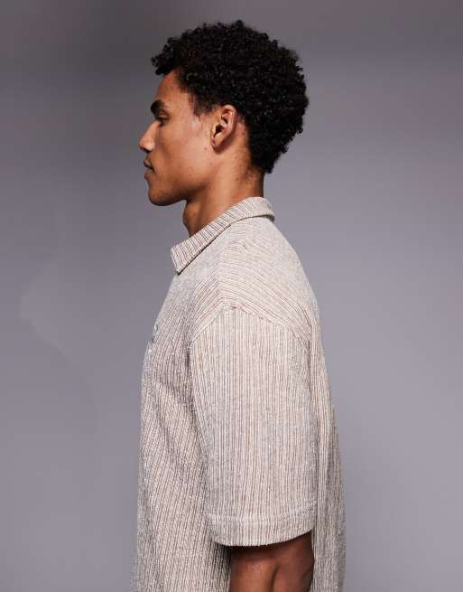 Good For Nothing co-ord knitted boxy polo in brown stripe, 4 of 5