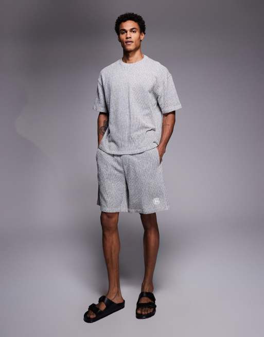 Good For Nothing co-ord knitted shorts in grey stripe, 2 of 5