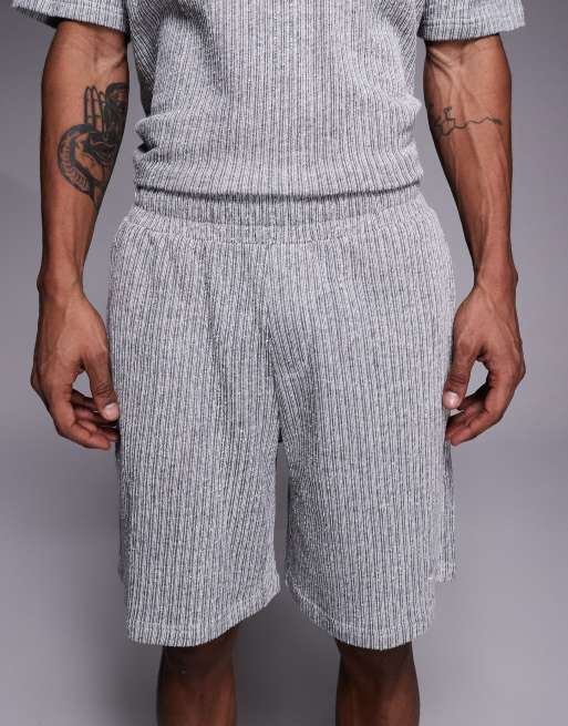 Good For Nothing co-ord knitted shorts in grey stripe, 4 of 5