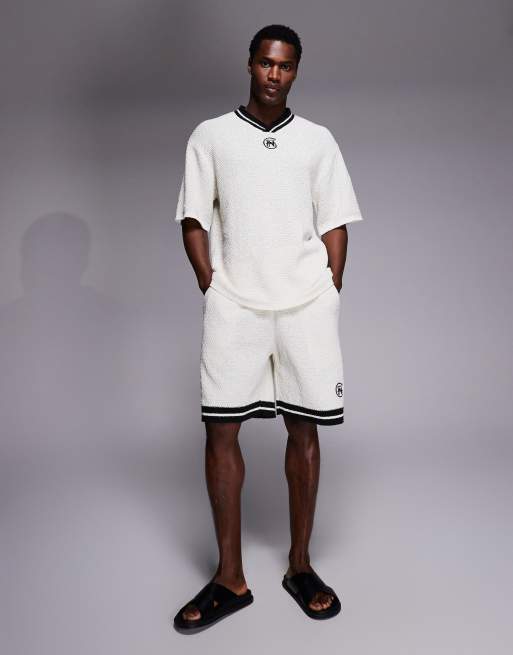 Good For Nothing co-ord knitted shorts in off white, 2 of 5