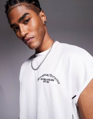 Good For Nothing Good For Nothing co-ord sleeveless mesh t-shirt in beige with black piping-Neutral